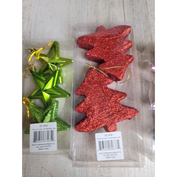 Enchanted Forest glitter tree star ornament set Xmas shatterproof - Picture 6 of 8